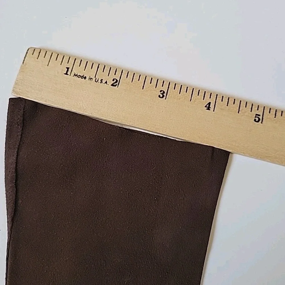 Miss Aris Gloves Vintage Suede‎ Bracelet Length Five Finger Chocolate Brown